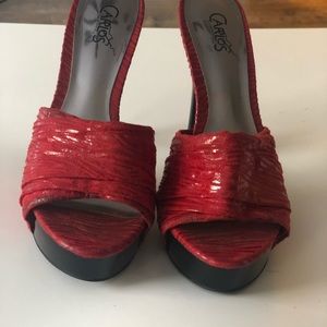 Carlos Red Reka Platform Slippers
